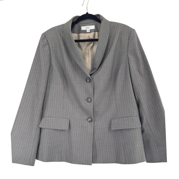 Le Suit Women’s 2-Piece Charcoal gray shirt Pinstripe Suit Set Size 18 - Picture 2 of 6
